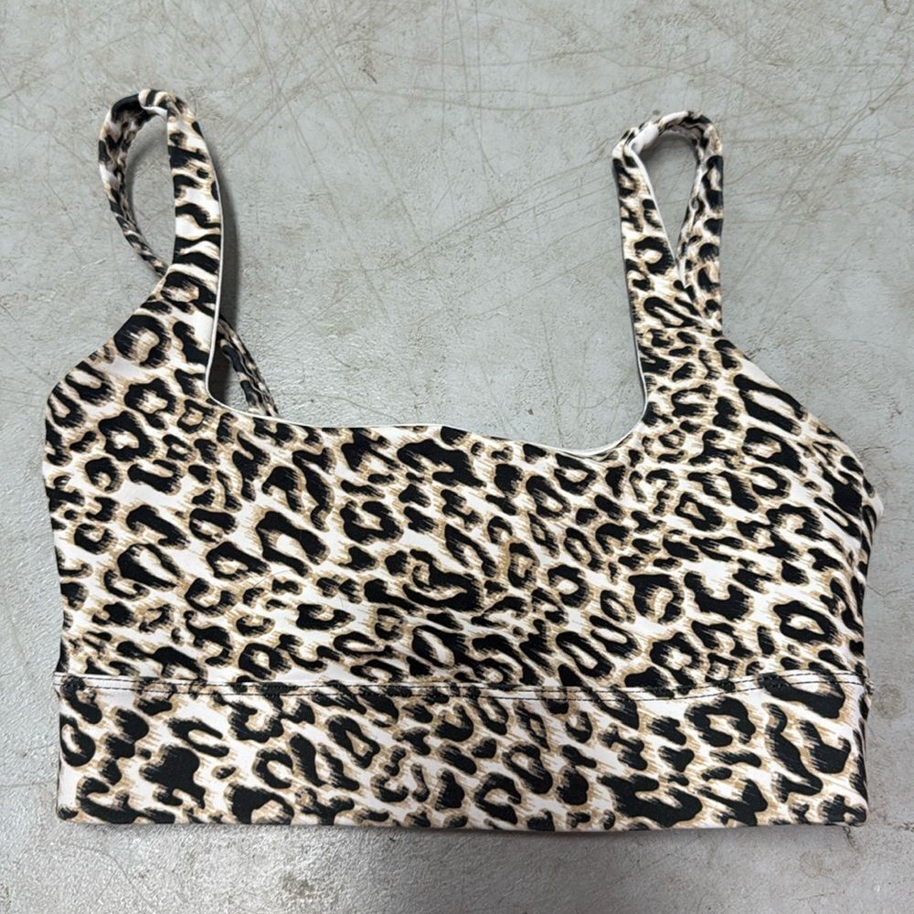 Leopard Print Sports Bra Gray- LIKE NEW - DYI Brand - Size Small
